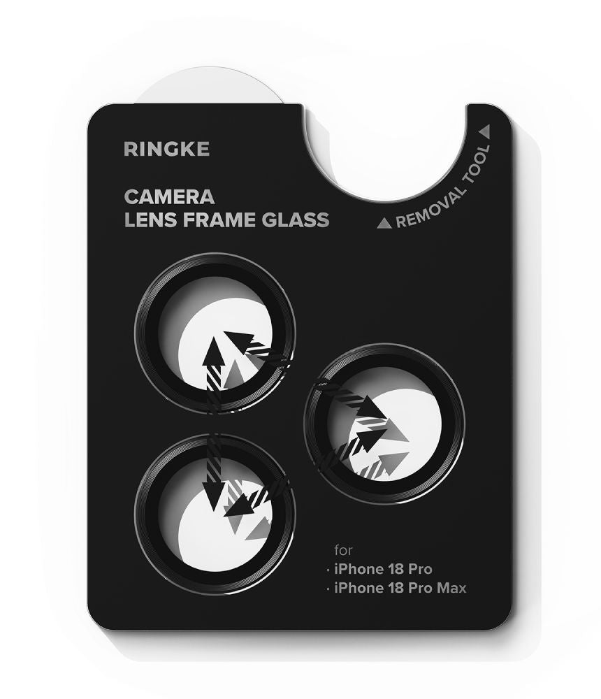 Kameros apsauginis stiklas Ringke Camera Frame Protector iPhone 18 Pro / 18 Pro Max, 2 vnt., juodas -- iPhone 18 Pro,...