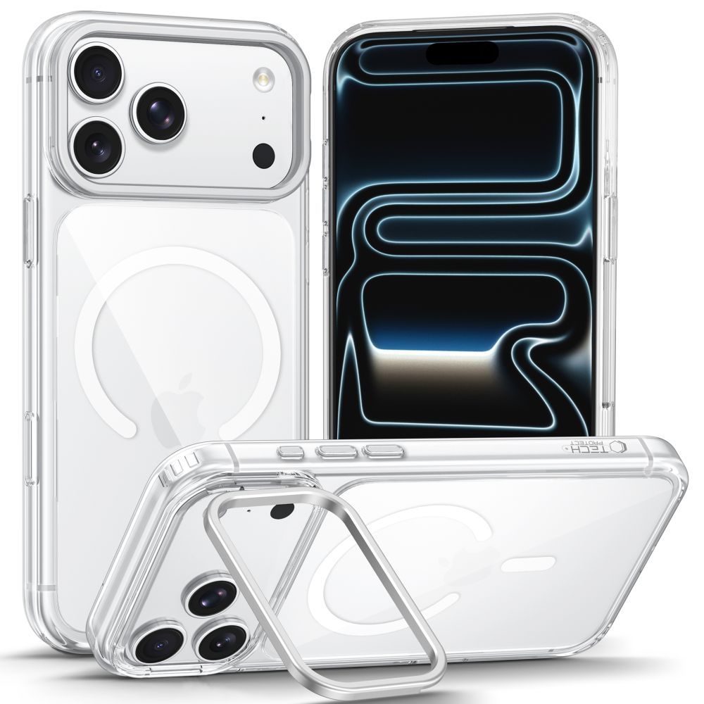 Dėklas Tech-Protect MagStand MagSafe CC iPhone 17 Pro / 18 Pro, skaidrus -- iPhone 17 Pro, iPhone 18 Pro