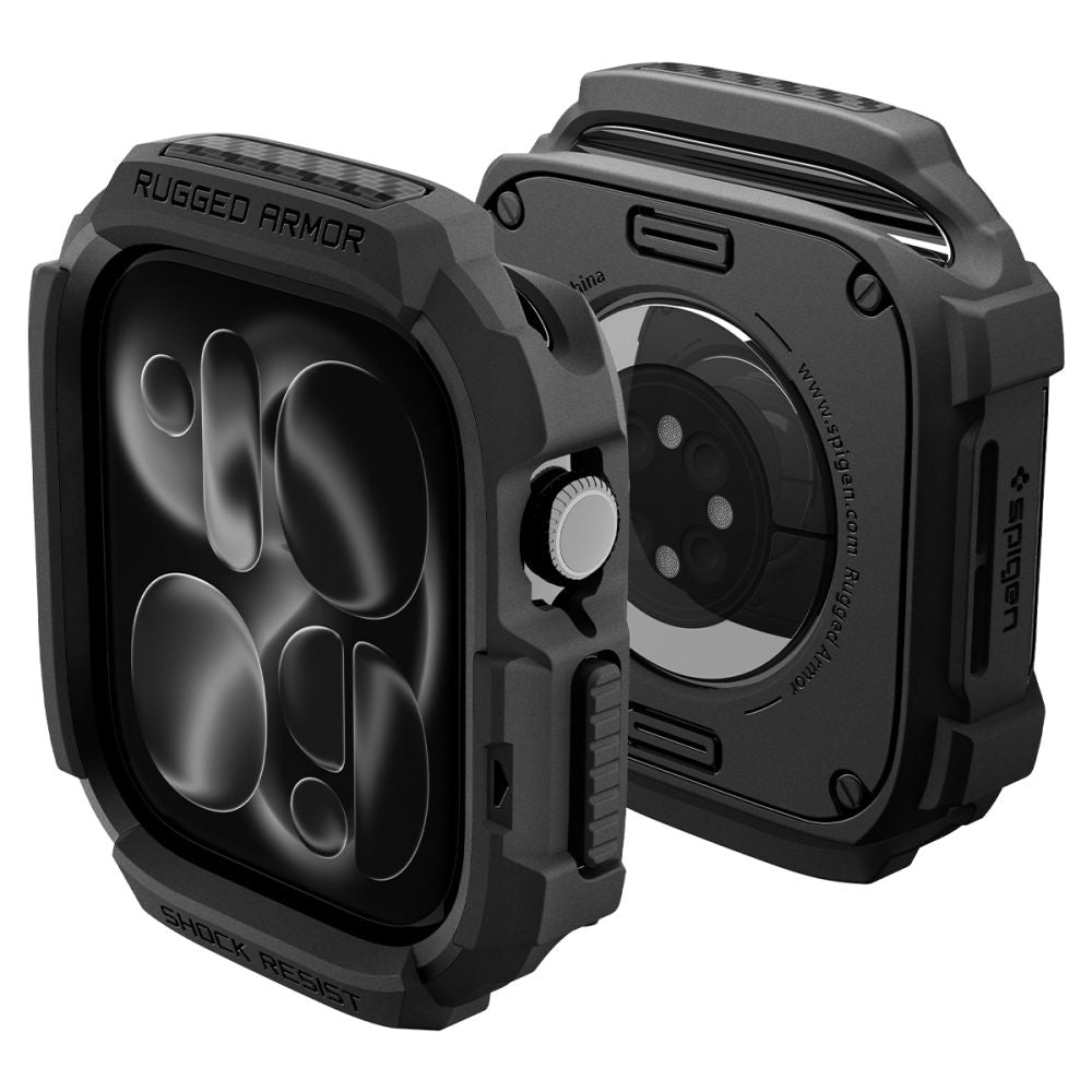 Dėklas Spigen Rugged Armor Apple Watch 12 (42 mm), matinis juodas -- Apple Watch 12 (42 mm)