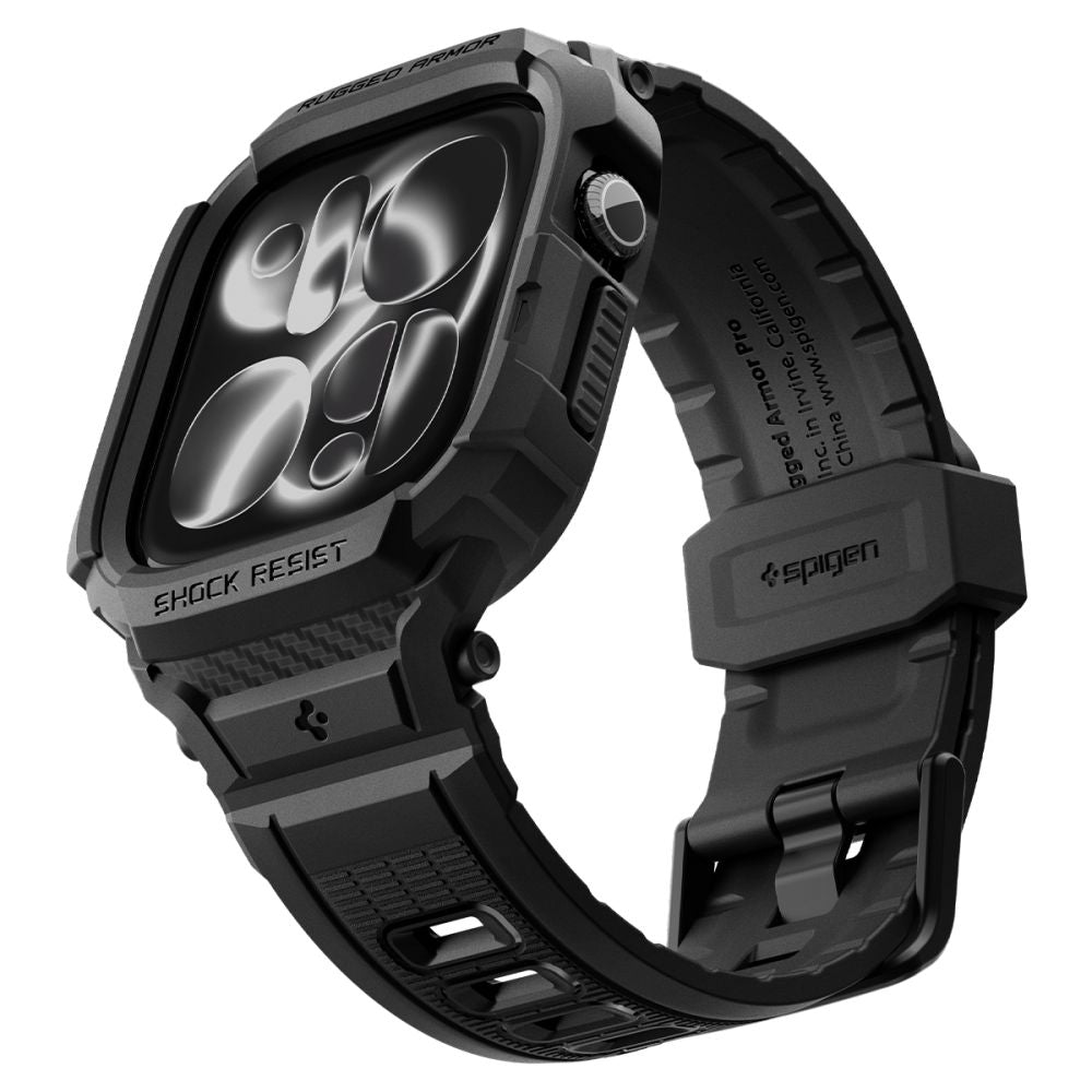 Dirželis su dėklu Apple Watch 12 (46 mm) Spigen Rugged Armor Pro, matinis juodas -- Apple Watch 12 (46 mm)