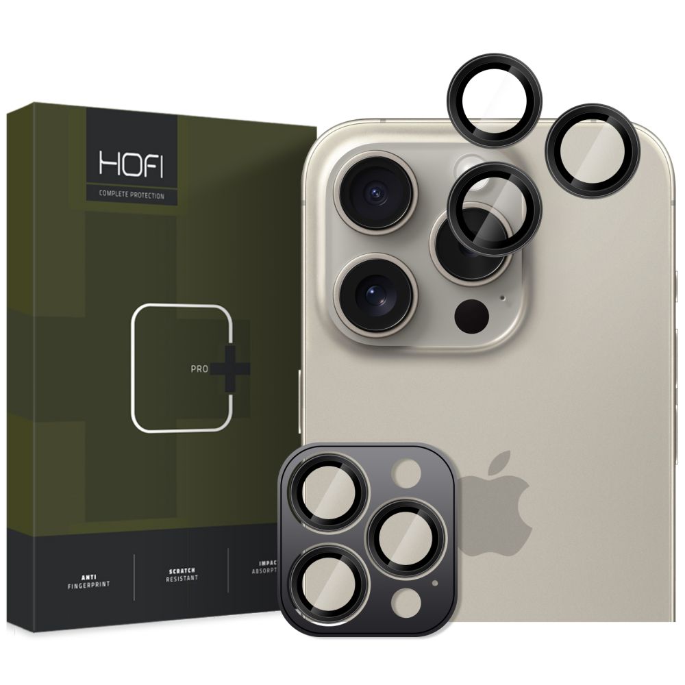 Kameros apsauginis stiklas Hofi CamRing Pro+ iPhone 16 Pro / 16 Pro Max / 17 Pro / 17 Pro Max, juodas -- iPhone 16 Pro,...