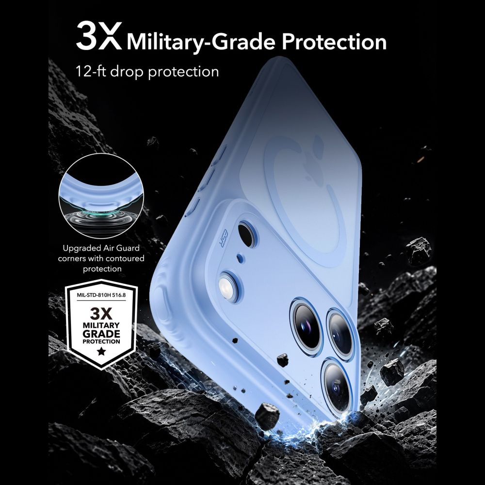 Dėklas ESR Classic Hybrid MagSafe iPhone 17 Pro / 18 Pro, matinis šviesiai mėlynas -- iPhone 17 Pro, iPhone 18 Pro