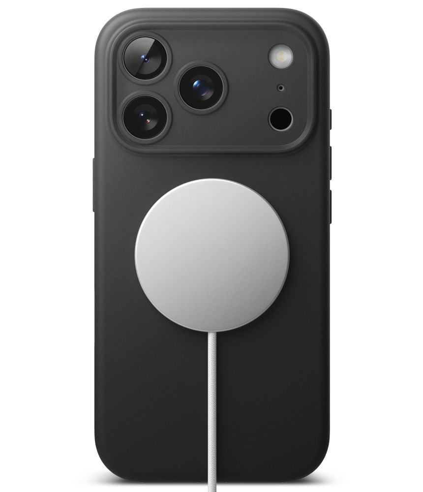 Dėklas Ringke Silicone Magnetic MagSafe iPhone 17 Pro Max / 18 Pro Max, juodas -- iPhone 17 Pro Max, iPhone 18 Pro Max