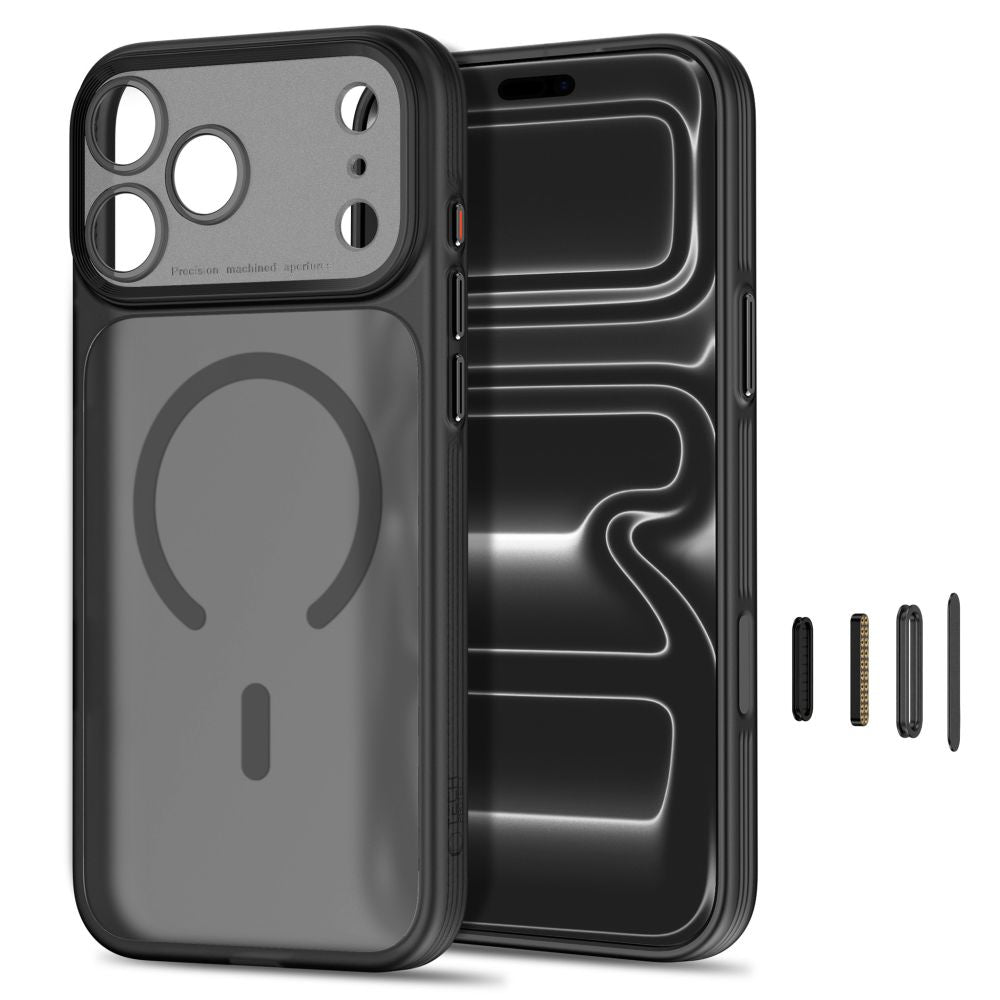 Dėklas Tech-Protect MagPrime MagSafe CC iPhone 17 Pro / 18 Pro, matinis juodas -- iPhone 17 Pro, iPhone 18 Pro