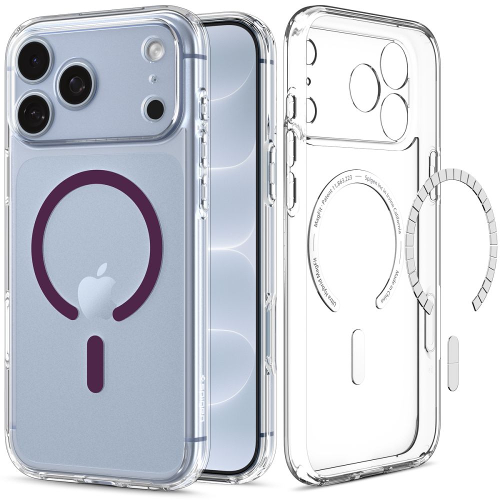 Dėklas Spigen Ultra Hybrid MagSafe iPhone 17 Pro Max / 18 Pro Max, skaidrus / bordo -- iPhone 17 Pro Max, iPhone 18 Pro Max