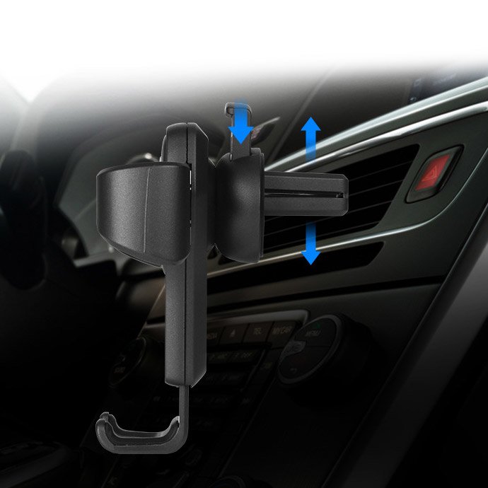 Automobilinis laikiklis H01 gravitacinis ventiliacijos grotelėms, juodas