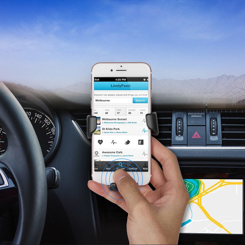 Automobilinis laikiklis H01 gravitacinis ventiliacijos grotelėms, juodas