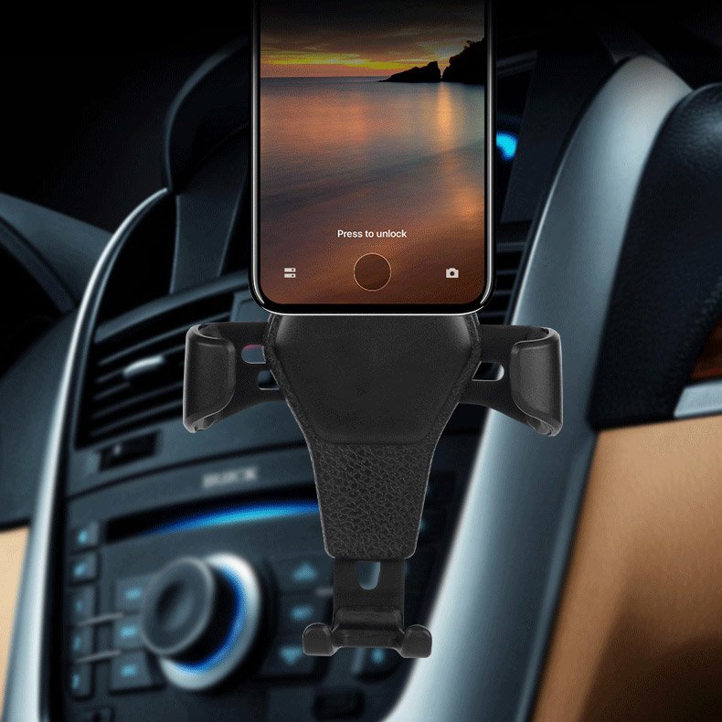 Automobilinis laikiklis H01 gravitacinis ventiliacijos grotelėms, juodas