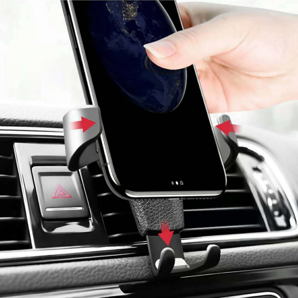 Automobilinis laikiklis H01 gravitacinis ventiliacijos grotelėms, juodas
