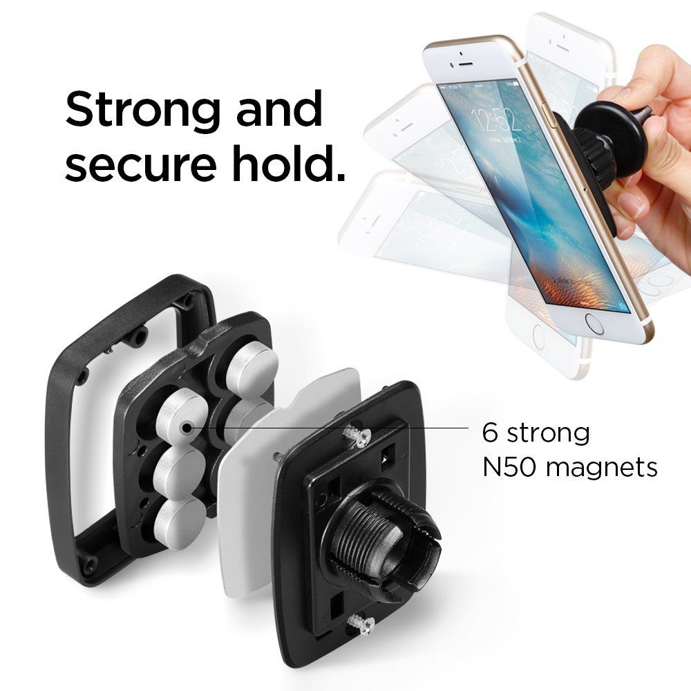 Spigen magnetinis automobilinis telefono laikiklis H12 oro angai, juodas