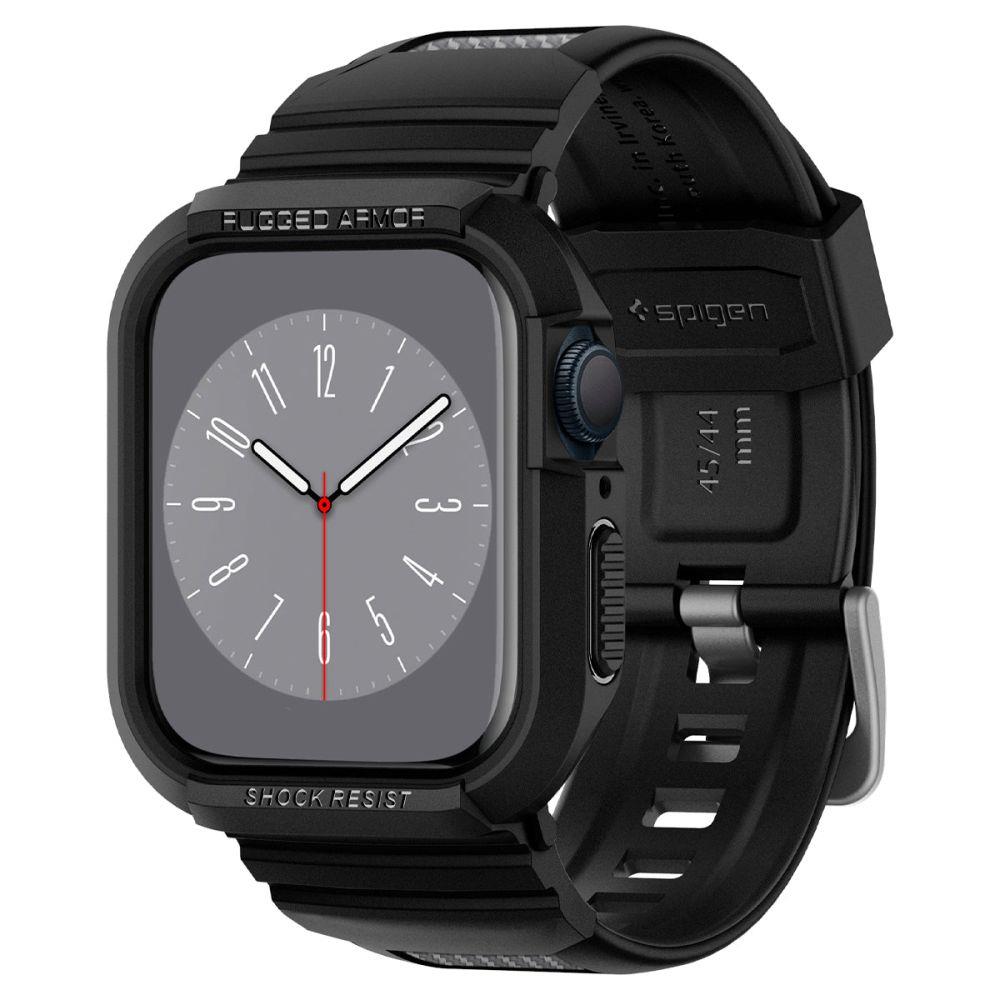Spigen Rugged Armor Pro dėklas su dirželiu Apple Watch 44/45 mm – juodas