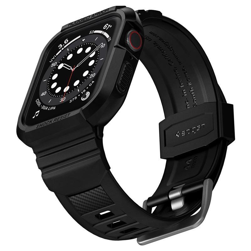 Spigen Rugged Armor Pro dėklas su dirželiu Apple Watch 44/45 mm – juodas