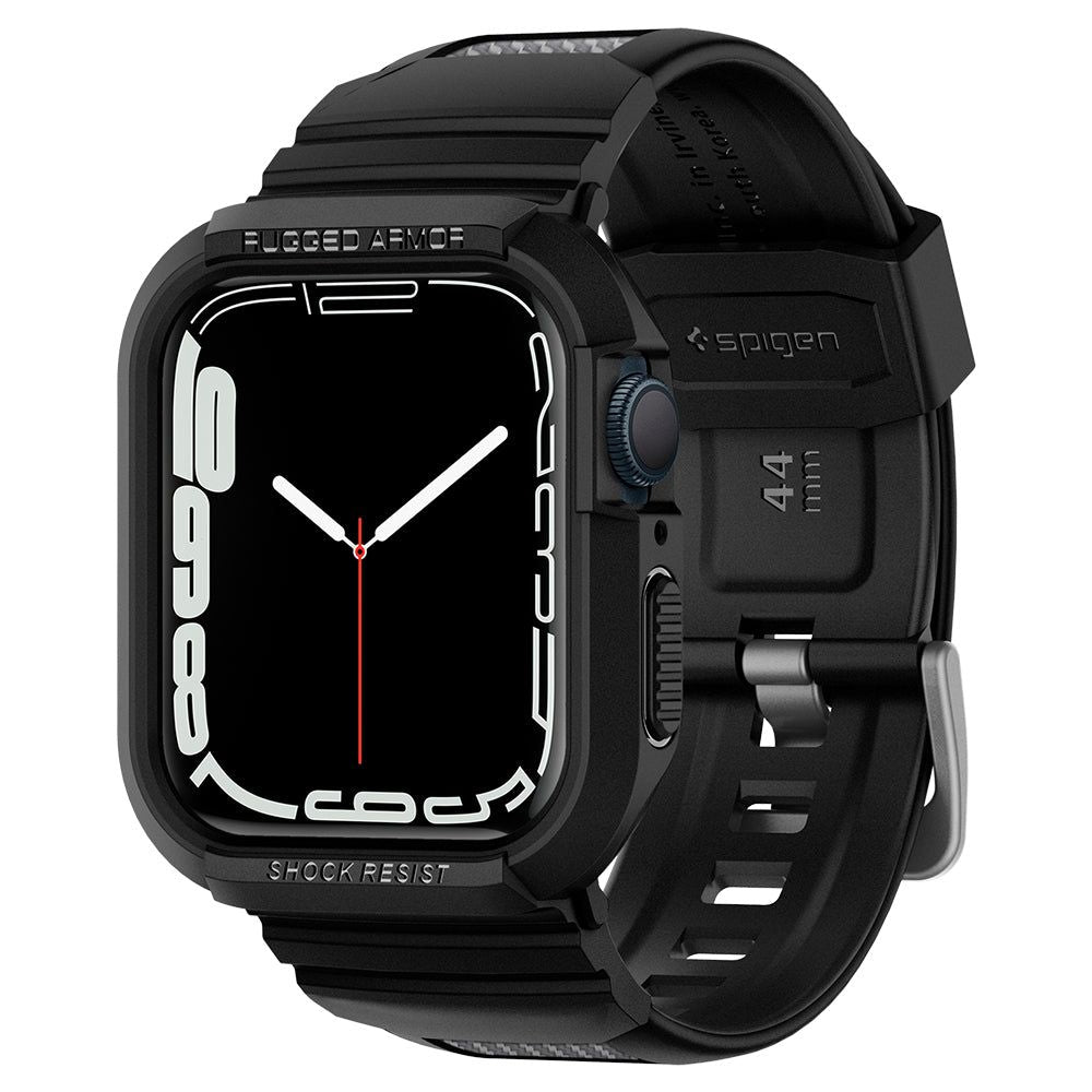Spigen Rugged Armor Pro dėklas su dirželiu Apple Watch 44/45 mm – juodas