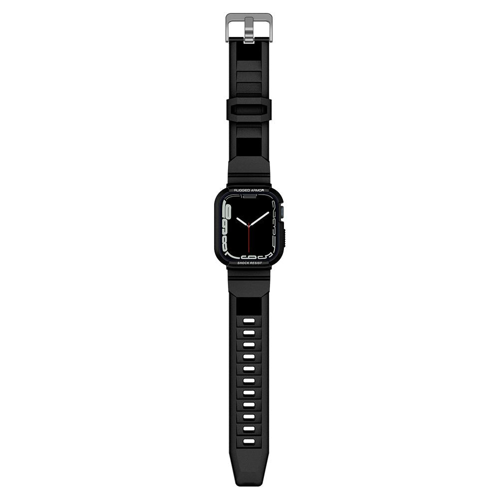 Spigen Rugged Armor Pro dėklas su dirželiu Apple Watch 44/45 mm – juodas
