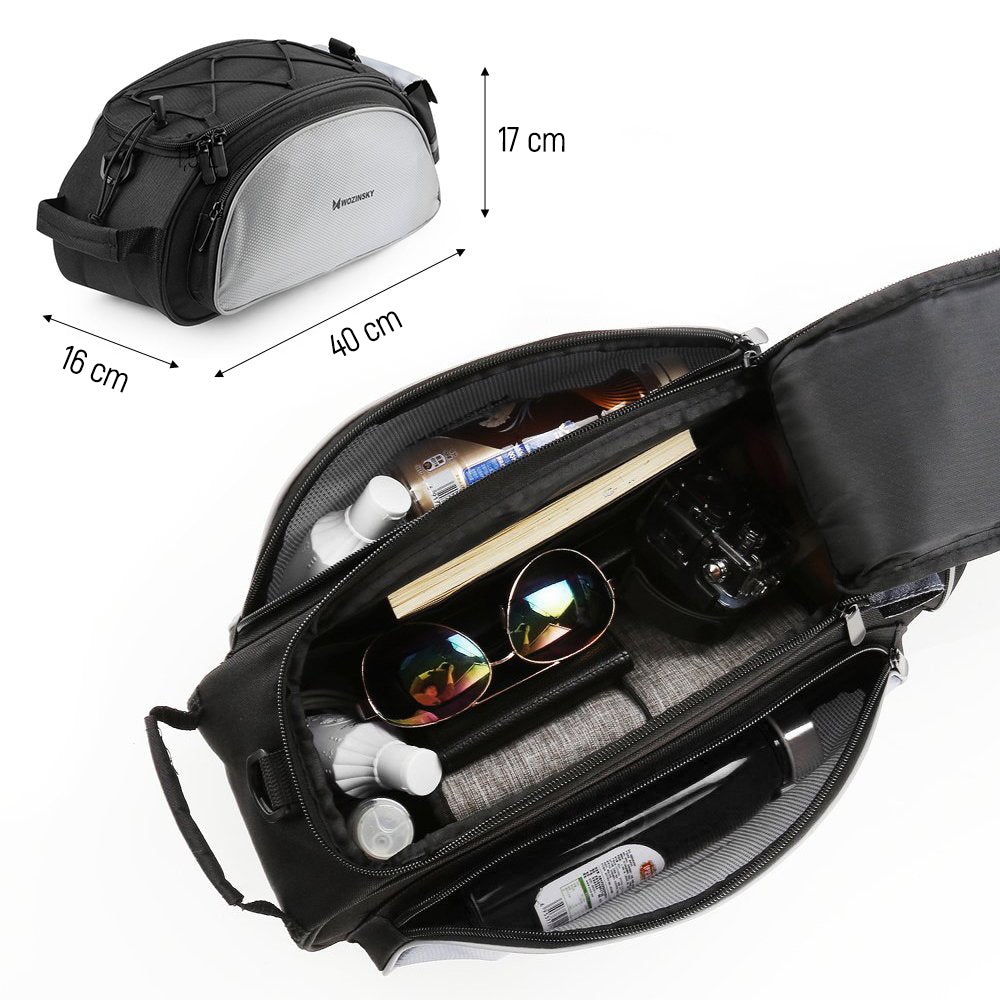 Wozinsky 13L dviračio šoninis krepšys su diržu - juoda (WBB1BK) -- Bicycle Bags