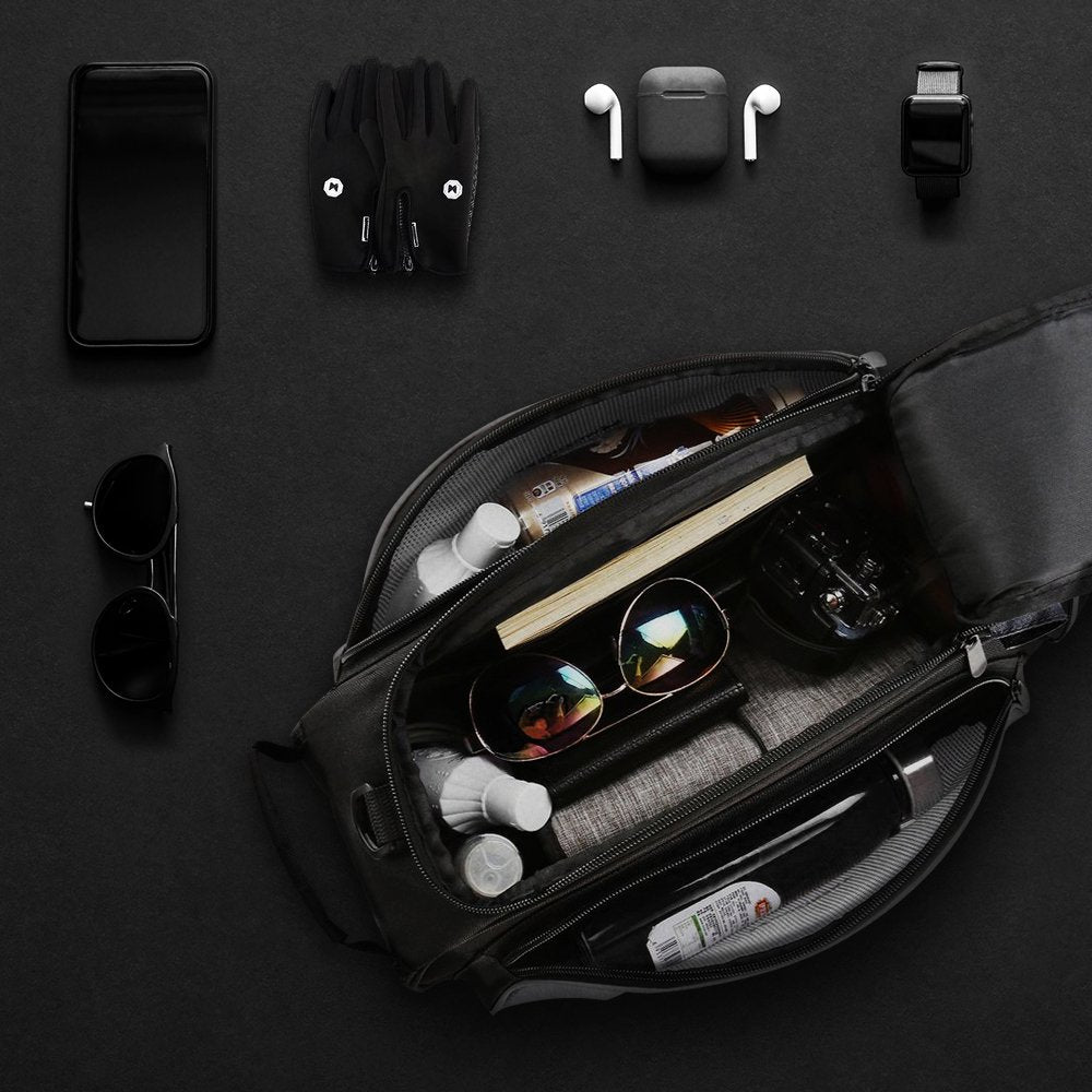 Wozinsky 13L dviračio šoninis krepšys su diržu - juoda (WBB1BK) -- Bicycle Bags