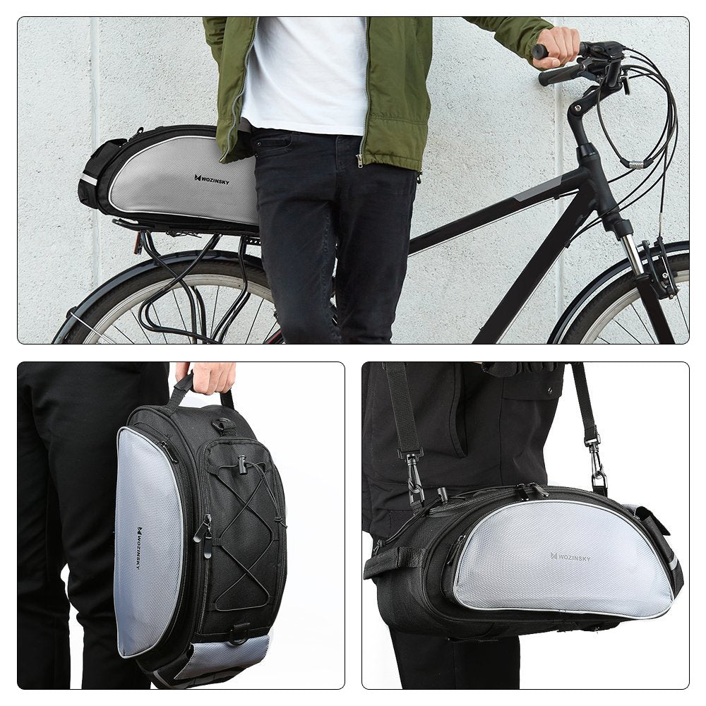 Wozinsky 13L dviračio šoninis krepšys su diržu - juoda (WBB1BK) -- Bicycle Bags