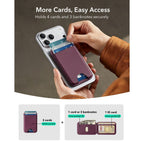 Piniginė ESR Classic RFID Magnetic Wallet Stand su MagSafe, tamsiai bordinė -- iPhone 17e, iPhone 17 Pro Max, iPhone 17...