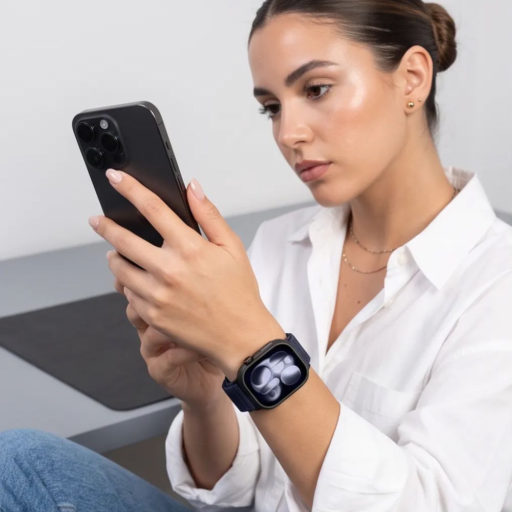 Dirželis Tech-Protect NylonLoop Apple Watch 8 / 9 / 10 / 11 / 12 / SE / Ultra (44 / 45 / 46 / 49 mm), tamsiai mėlynas --...