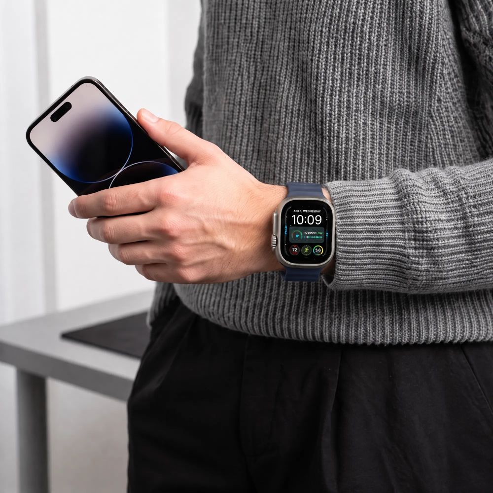 Dirželis Tech-Protect Silicone Line Apple Watch 8 / 9 / 10 / 11 / 12 / SE / Ultra (44 / 45 / 46 / 49 mm), atlanto mėlynas...
