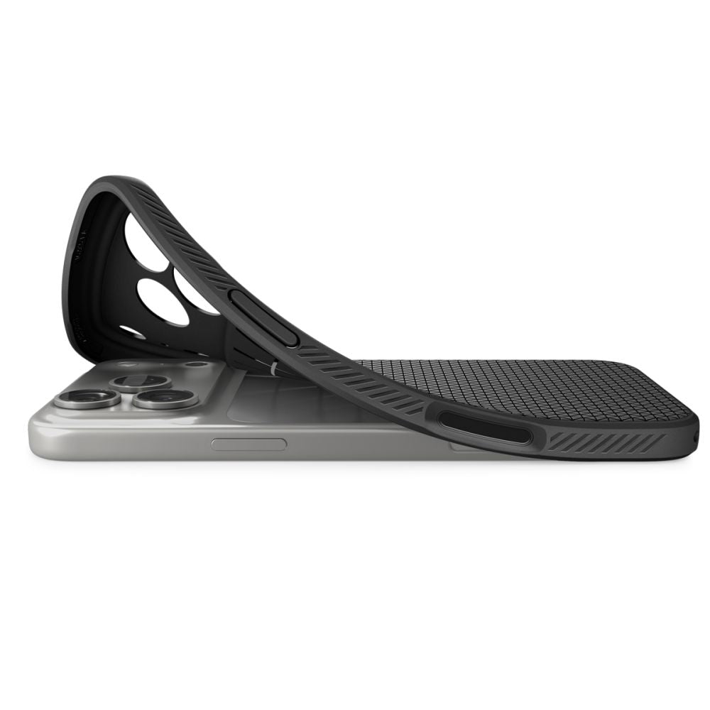 Dėklas Spigen Liquid Air iPhone 17 Pro / 18 Pro, matinis juodas -- iPhone 17 Pro, iPhone 18 Pro
