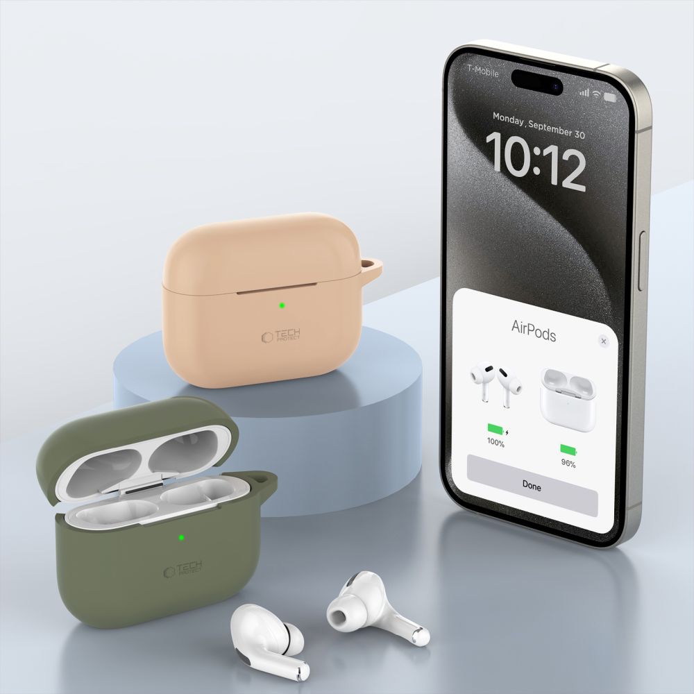 Dėklas Tech-Protect Silicone Hook Apple AirPods Pro 1 / 2, šviesiai mėlynas -- AirPods Pro (1 gen.), AirPods Pro (2 gen.)