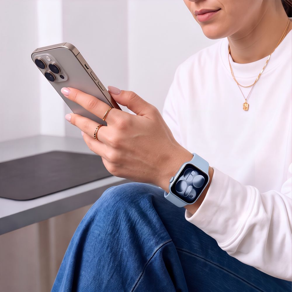 Dirželis Tech-Protect Silicone Apple Watch 8 / 9 / 10 / 11 / 12 / SE (40 / 41 / 42 mm), mėlynas -- Apple Watch 8 (41 mm),...