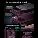 Dėklas ESR Classic Hybrid MagSafe iPhone 17 Pro Max / 18 Pro Max, matinis tamsiai bordo -- iPhone 17 Pro Max, iPhone 18...