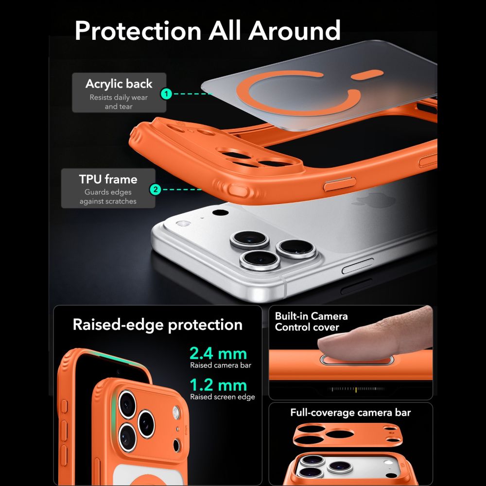 Dėklas ESR Classic Hybrid MagSafe iPhone 17 Pro Max / 18 Pro Max, matinis oranžinis -- iPhone 17 Pro Max, iPhone 18 Pro Max