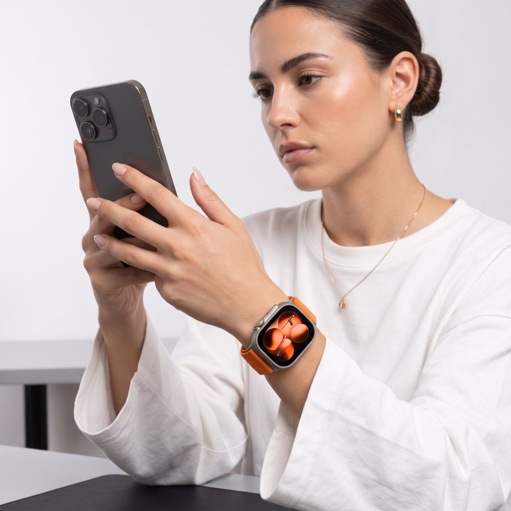 Dirželis Tech-Protect NylonLoop Apple Watch 8 / 9 / 10 / 11 / 12 / SE / Ultra (44 / 45 / 46 / 49 mm), oranžinis -- Apple...