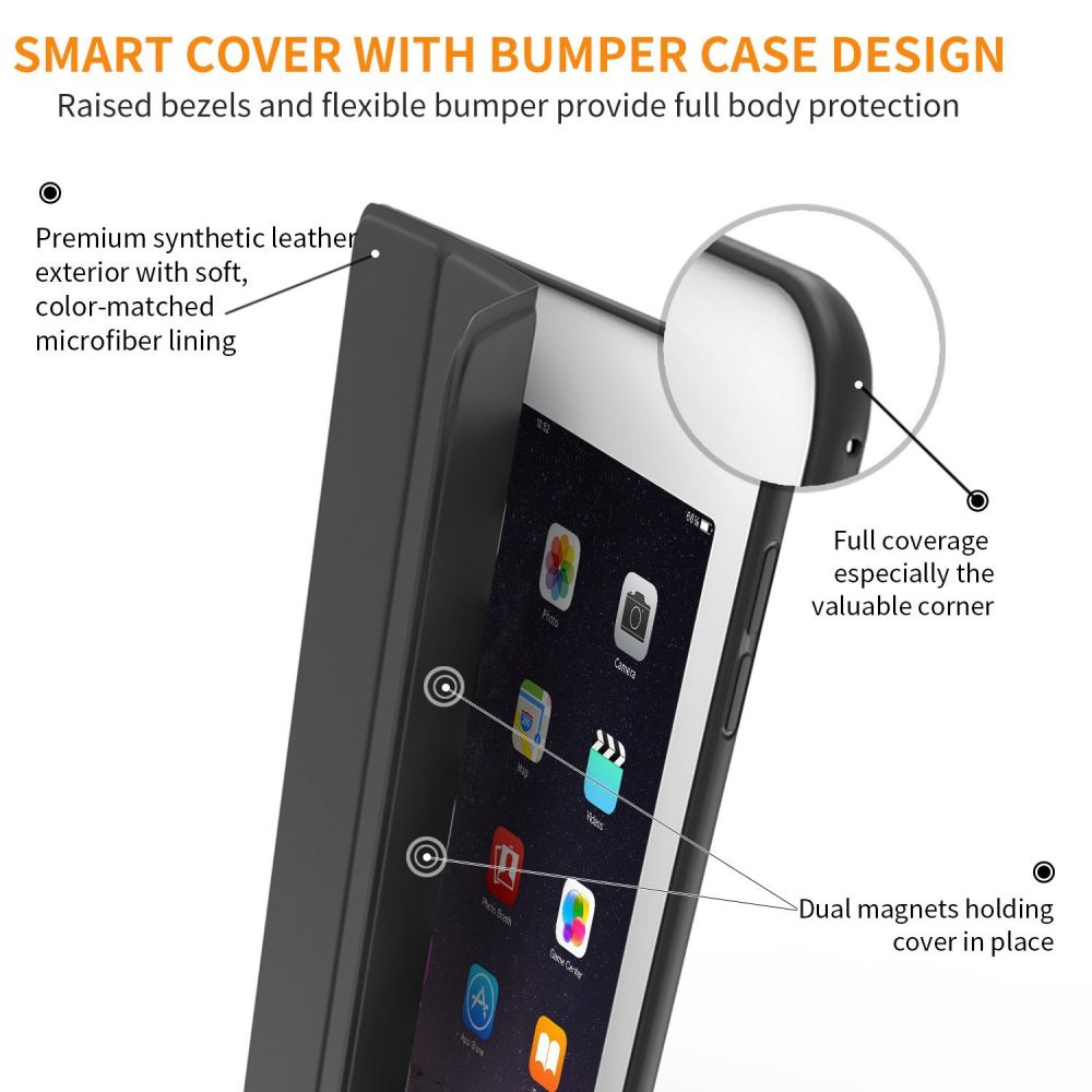 Dėklas Tech-Protect SmartCase iPad 9.7 5 / 6 (2017-2018), juodas -- iPad 5 (2017), iPad 6 (2018)