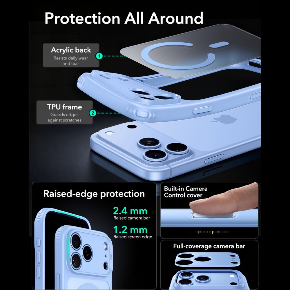 Dėklas ESR Classic Hybrid MagSafe iPhone 17 Pro Max / 18 Pro Max, matinis šviesiai mėlynas -- iPhone 17 Pro Max, iPhone...