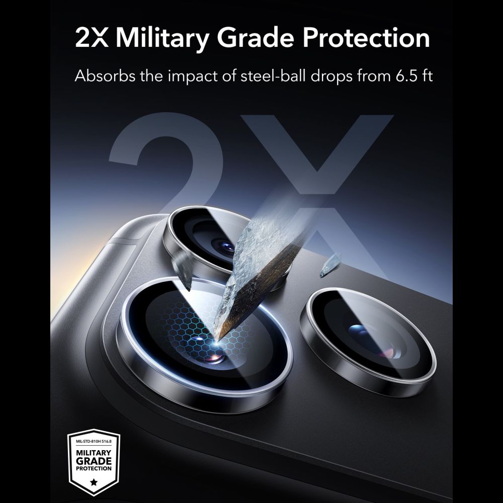 Kameros apsauginis stiklas ESR Armorite iPhone 18 Pro / 18 Pro Max, skaidrus -- iPhone 18 Pro, iPhone 18 Pro Max