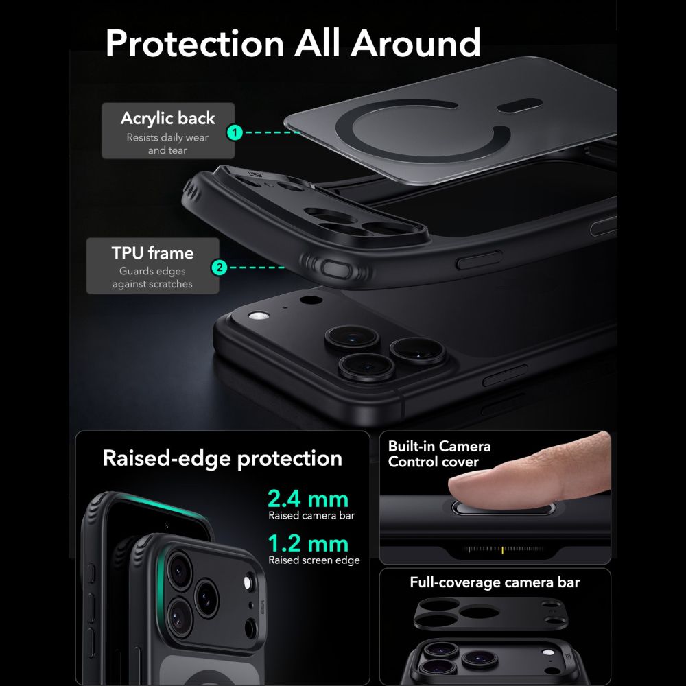 Dėklas ESR Classic Hybrid MagSafe iPhone 17 Pro Max / 18 Pro Max, matinis juodas -- iPhone 17 Pro Max, iPhone 18 Pro Max