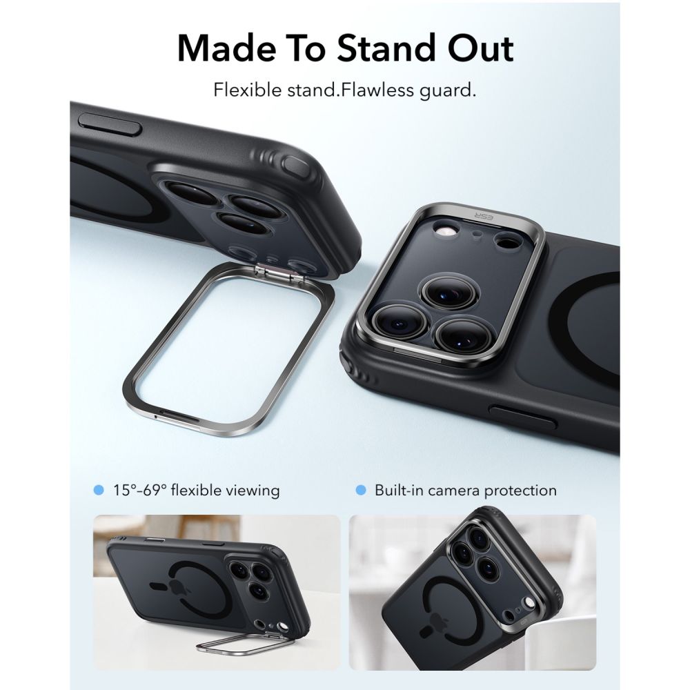 Dėklas ESR Classic Hybrid Kickstand MagSafe iPhone 17 Pro Max / 18 Pro Max, matinis juodas -- iPhone 17 Pro Max, iPhone...