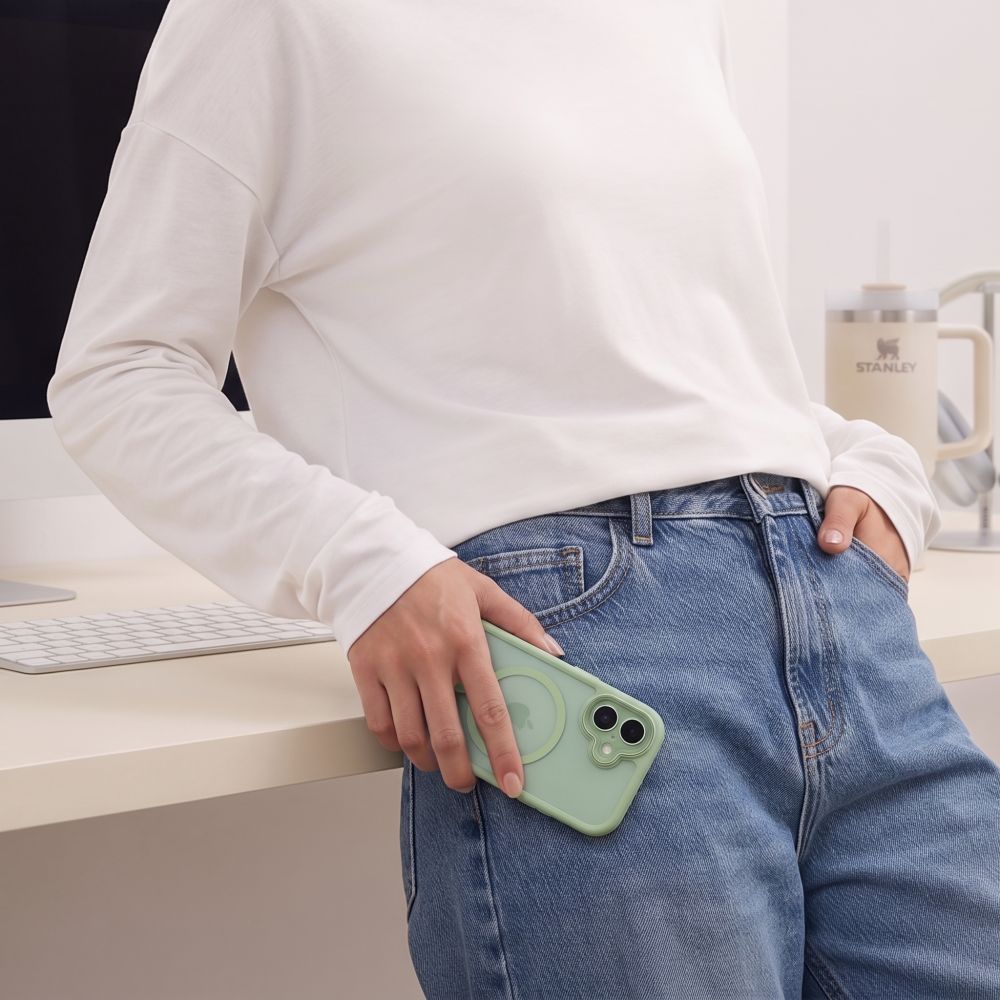 Dėklas Tech-Protect MagPeak MagSafe CC iPhone 17, Matte Sage (matinis žalias) -- iPhone 17