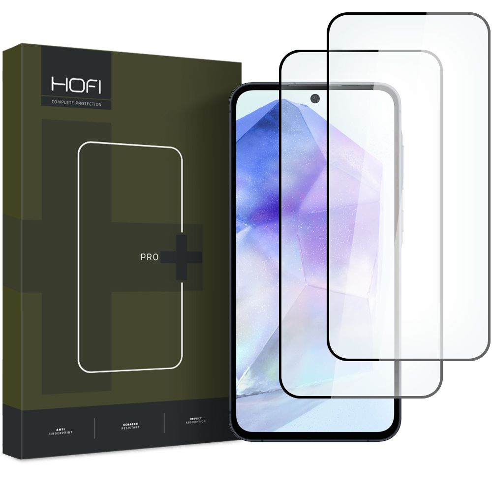 Apsauginis stiklas Hofi Glass Pro+ Galaxy A35 5G / A55 5G, 2 vnt., juodas -- Galaxy A35 5G, Galaxy A55 5G