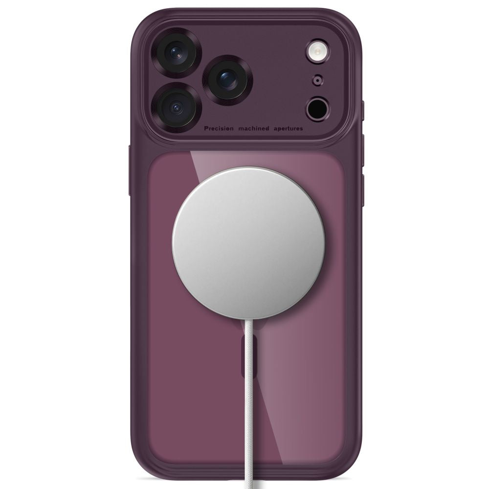 Dėklas Tech-Protect MagPeak MagSafe CC iPhone 17 Pro Max / 18 Pro Max, tamsiai vyšninis/skaidrus -- iPhone 17 Pro Max,...