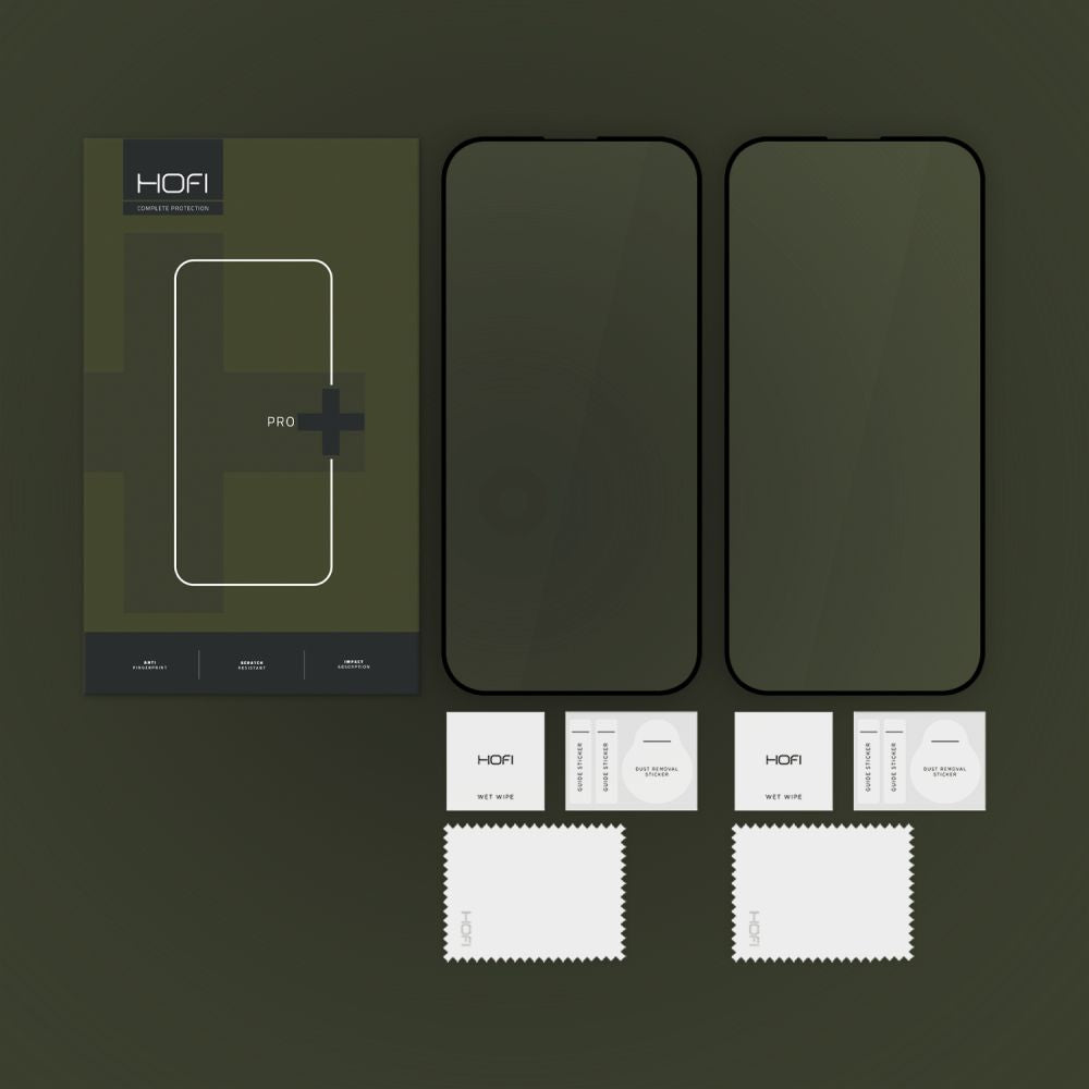 Apsauginis stiklas Hofi Glass Pro+ 2 vnt. iPhone 16 Pro Max / 17 Pro Max, juodas -- iPhone 16 Pro Max, iPhone 17 Pro Max