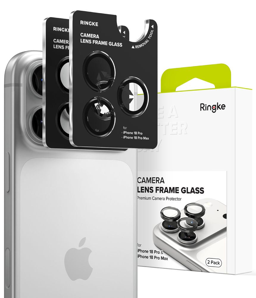 Kameros apsauginis stiklas Ringke Camera Frame Protector iPhone 18 Pro / 18 Pro Max, 2 vnt., juodas -- iPhone 18 Pro,...