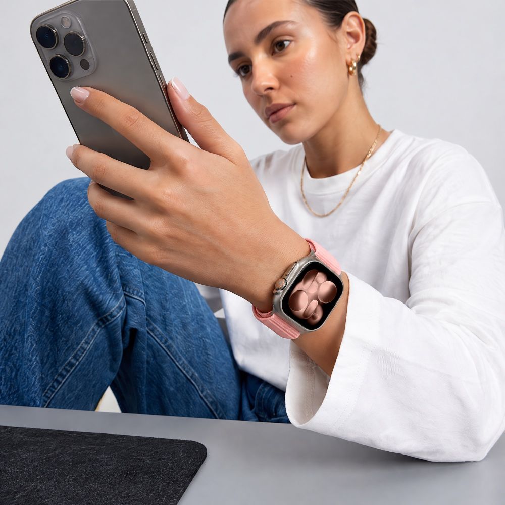 Dirželis Tech-Protect NylonLoop Apple Watch 8 / 9 / 10 / 11 / 12 / SE (40 / 41 / 42 mm), šviesiai rožinis -- Apple Watch...