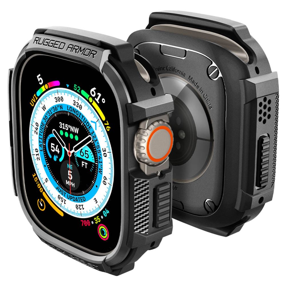 Dėklas Spigen Rugged Armor Apple Watch Ultra 1 / 2 (49 mm), matinis juodas -- Apple Watch Ultra (49 mm), Apple Watch...