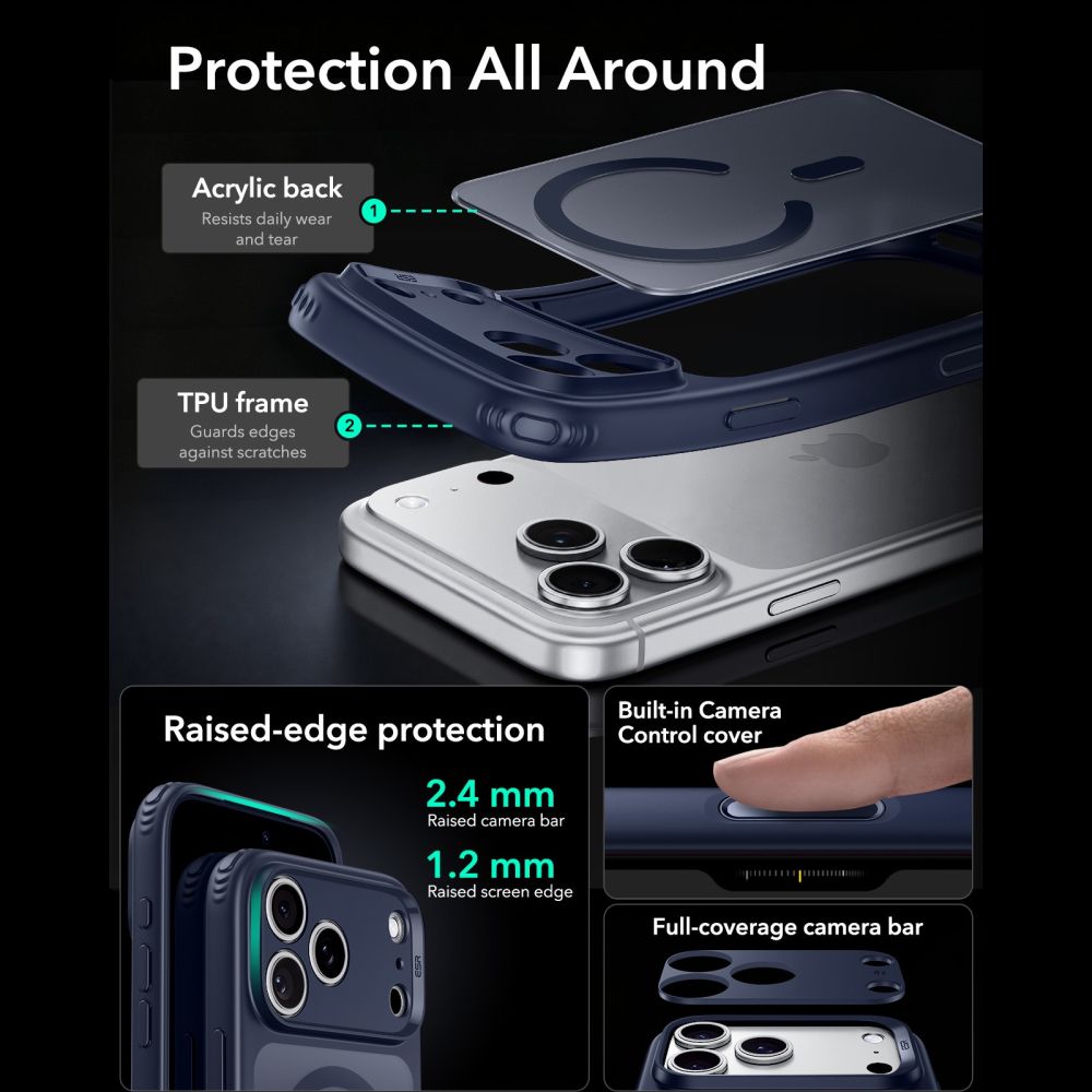 Dėklas ESR Classic Hybrid MagSafe iPhone 17 Pro Max / 18 Pro Max, matinis mėlynas -- iPhone 17 Pro Max, iPhone 18 Pro Max