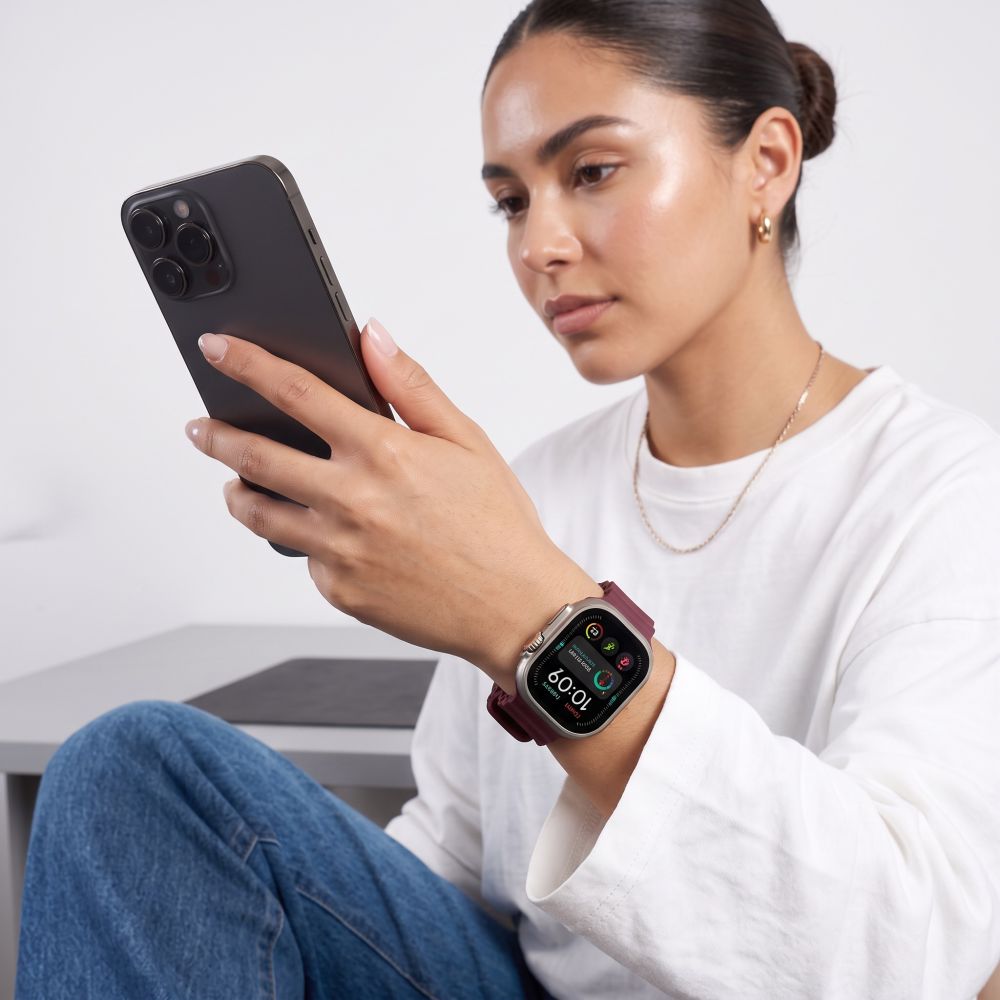 Dirželis Tech-Protect Iconband Pro Apple Watch 8 / 9 / 10 / 11 / 12 / SE / Ultra (44 / 45 / 46 / 49 mm), tamsiai bordo --...