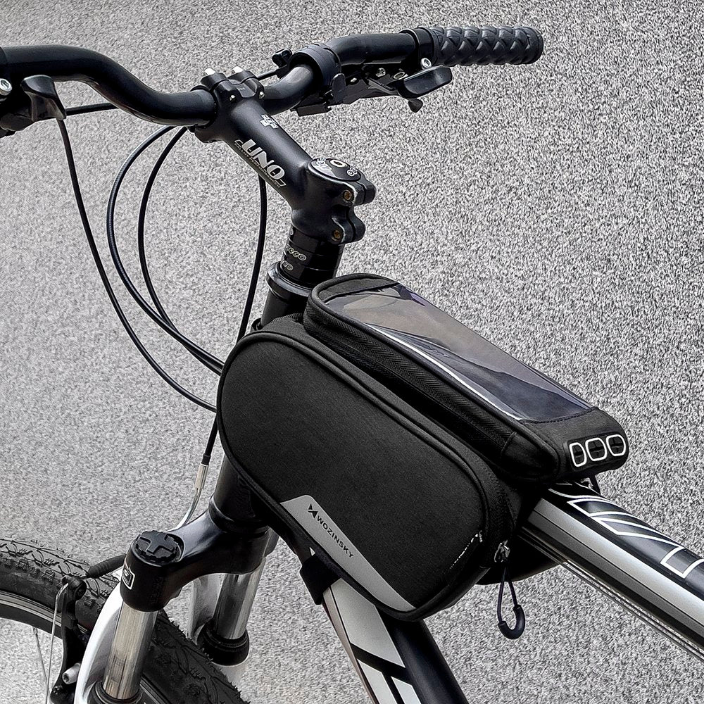 Wozinsky rėmo dviračio krepšys + nuo­trau­kia­mas telefono apvalkalas iki 6,5 "1,5 l juodas (WBB7BK) -- Bicycle Bags