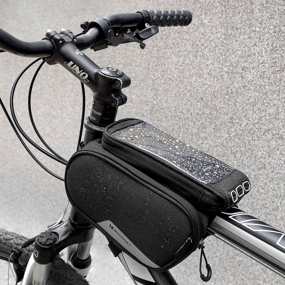 Wozinsky rėmo dviračio krepšys + nuo­trau­kia­mas telefono apvalkalas iki 6,5 "1,5 l juodas (WBB7BK) -- Bicycle Bags