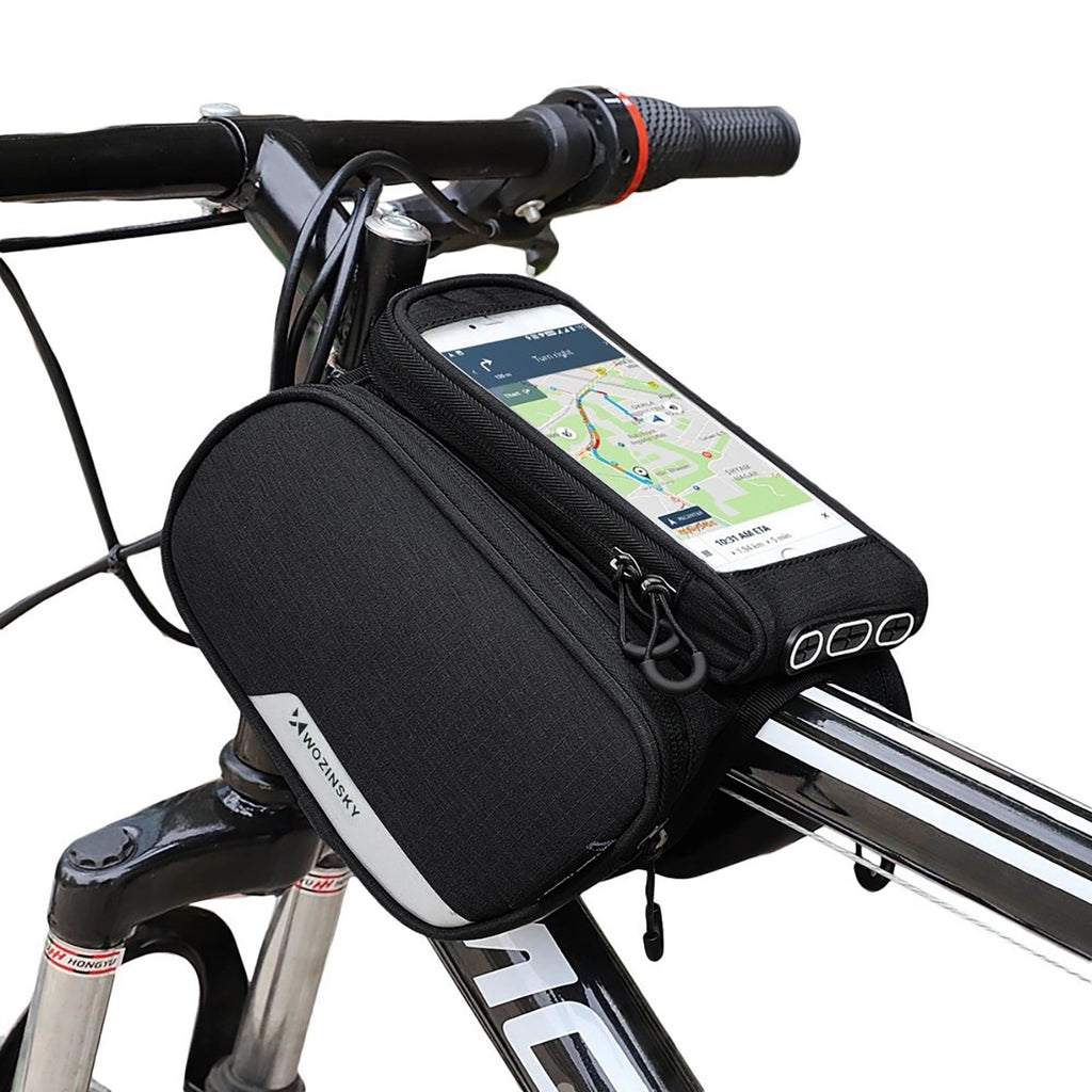 Wozinsky rėmo dviračio krepšys + nuo­trau­kia­mas telefono apvalkalas iki 6,5 "1,5 l juodas (WBB7BK) -- Bicycle Bags