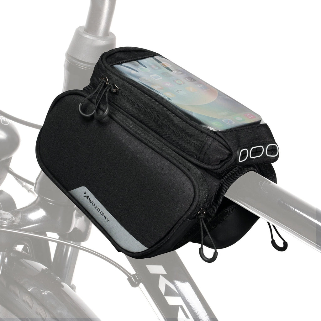 Wozinsky rėmo dviračio krepšys + nuo­trau­kia­mas telefono apvalkalas iki 6,5 "1,5 l juodas (WBB7BK) -- Bicycle Bags