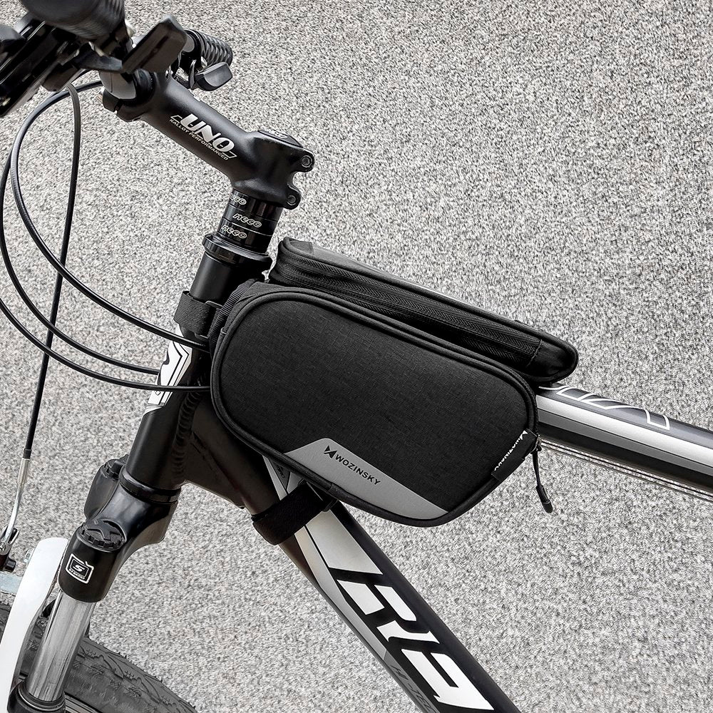 Wozinsky rėmo dviračio krepšys + nuo­trau­kia­mas telefono apvalkalas iki 6,5 "1,5 l juodas (WBB7BK) -- Bicycle Bags