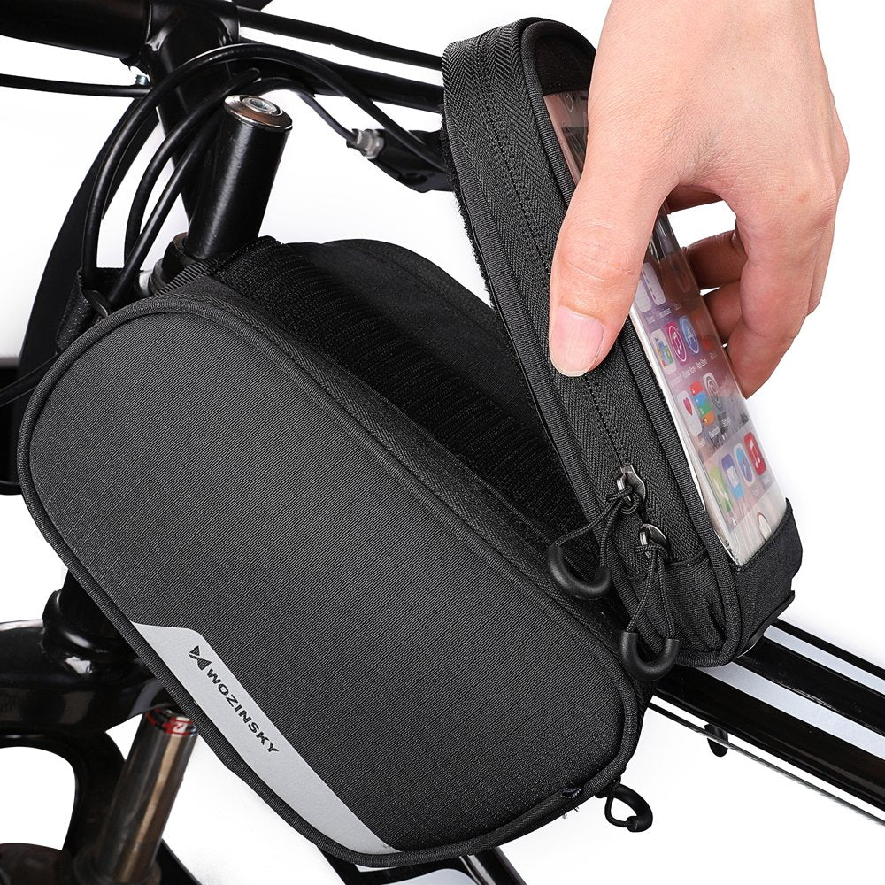 Wozinsky rėmo dviračio krepšys + nuo­trau­kia­mas telefono apvalkalas iki 6,5 "1,5 l juodas (WBB7BK) -- Bicycle Bags